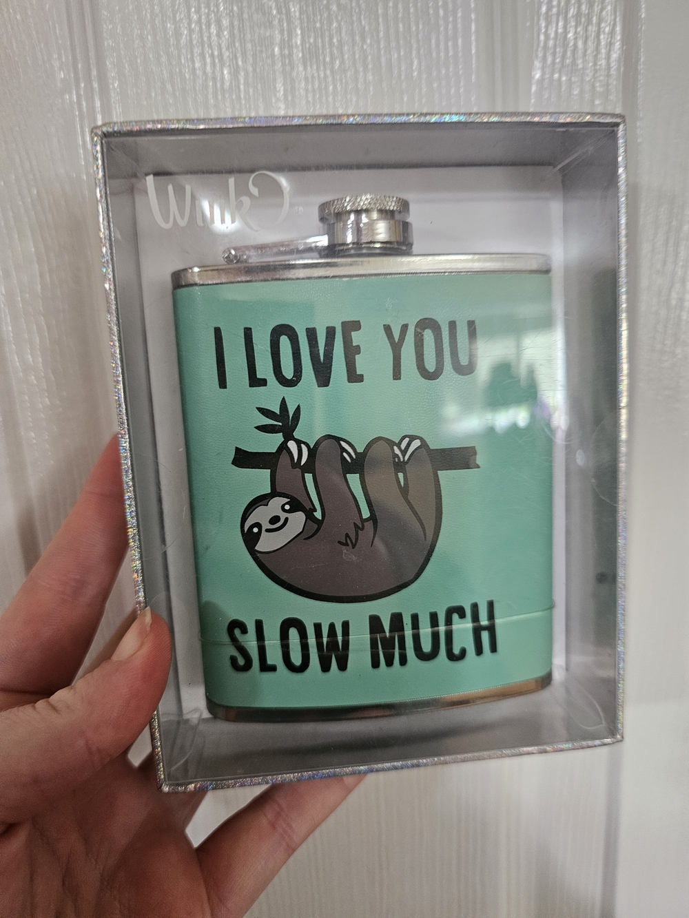 Mint Green Sloth Flask - "I Love You Slow Much"